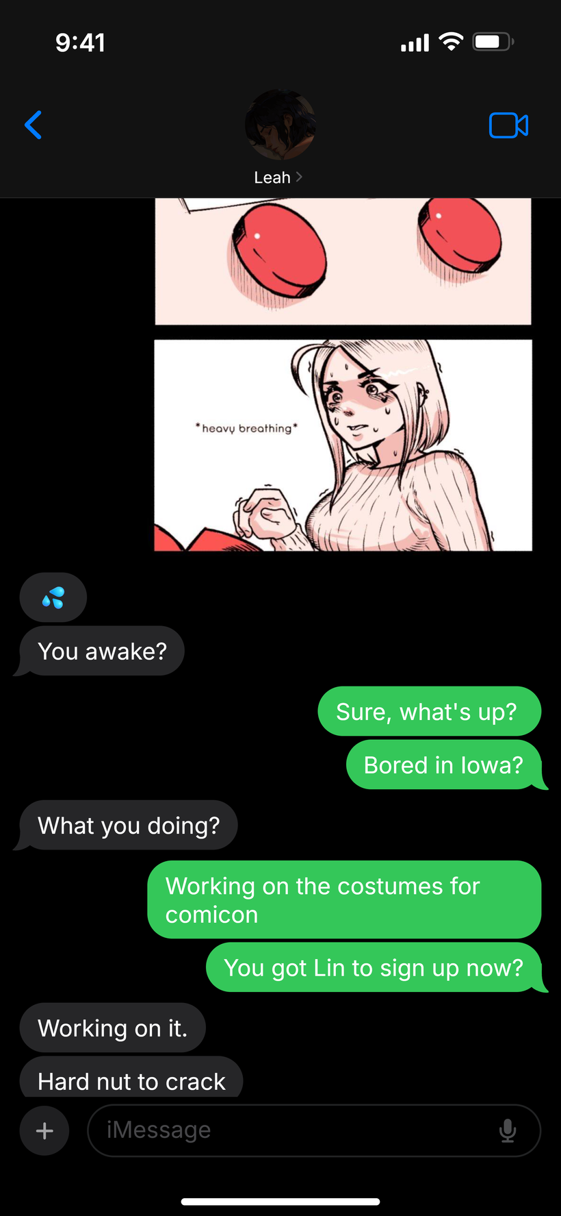 Text messages between Mia and Leah, part 1 of 9