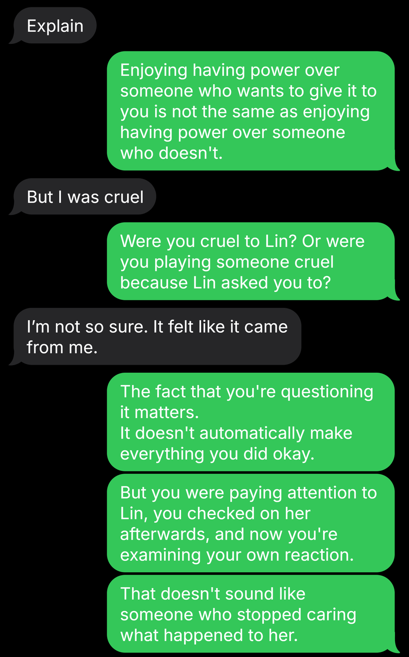Text messages between Mia and Leah, part 8 of 9