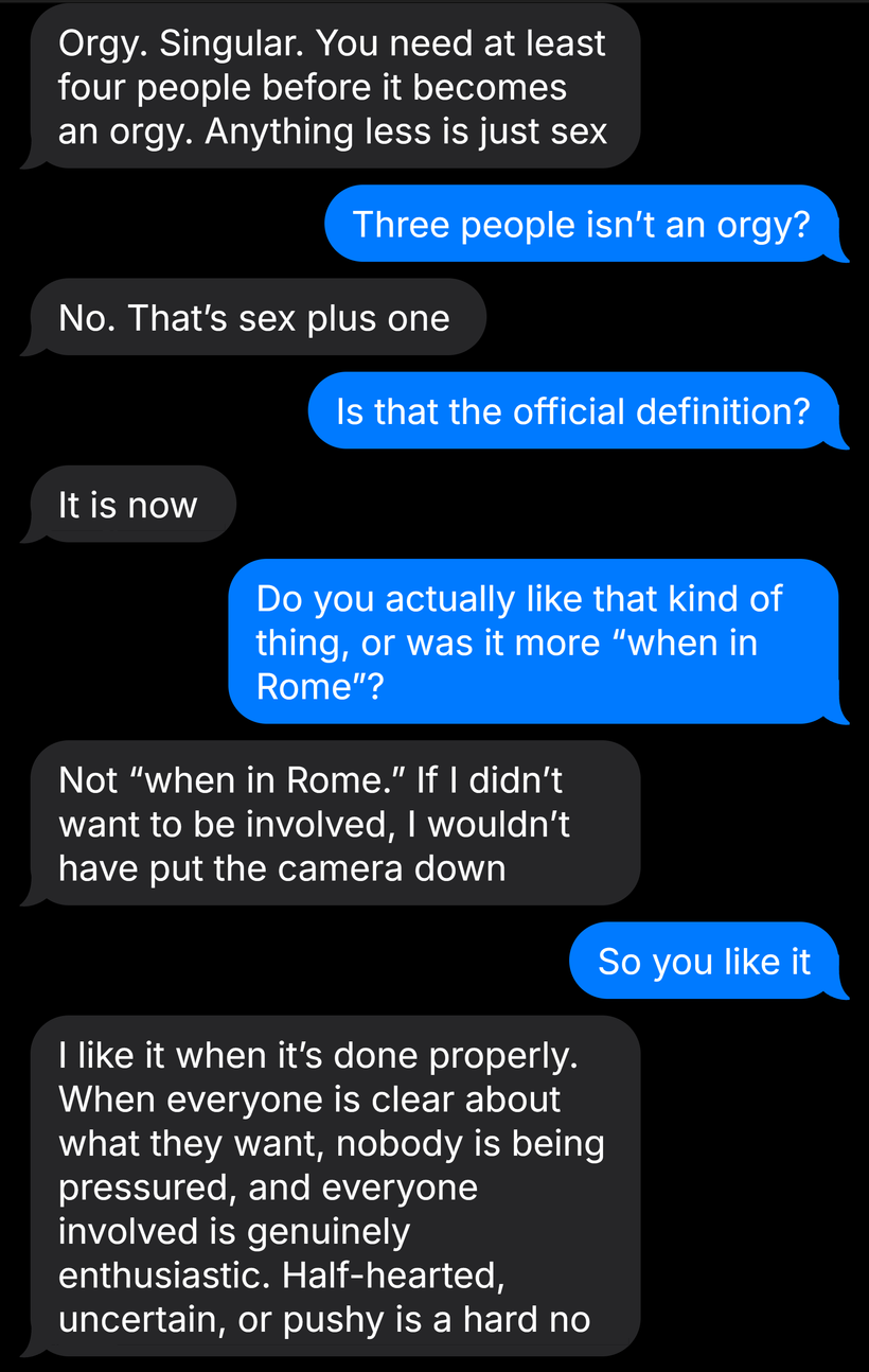 Text messages between Mia and Leah, part 4 of 15