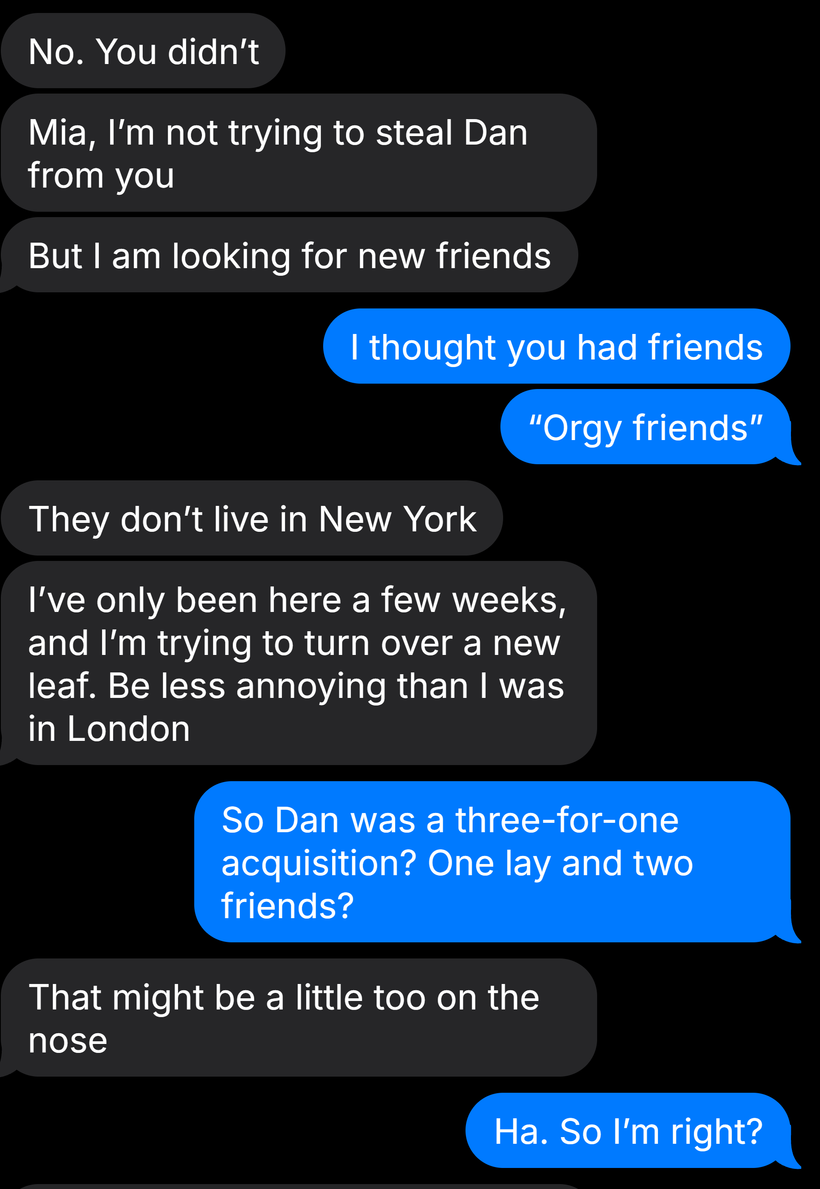 Text messages between Mia and Leah, part 10 of 15